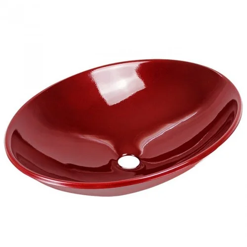 imagem de CUBA VIDRO APOIO OVAL 55 CM VERMELHO BARROCO